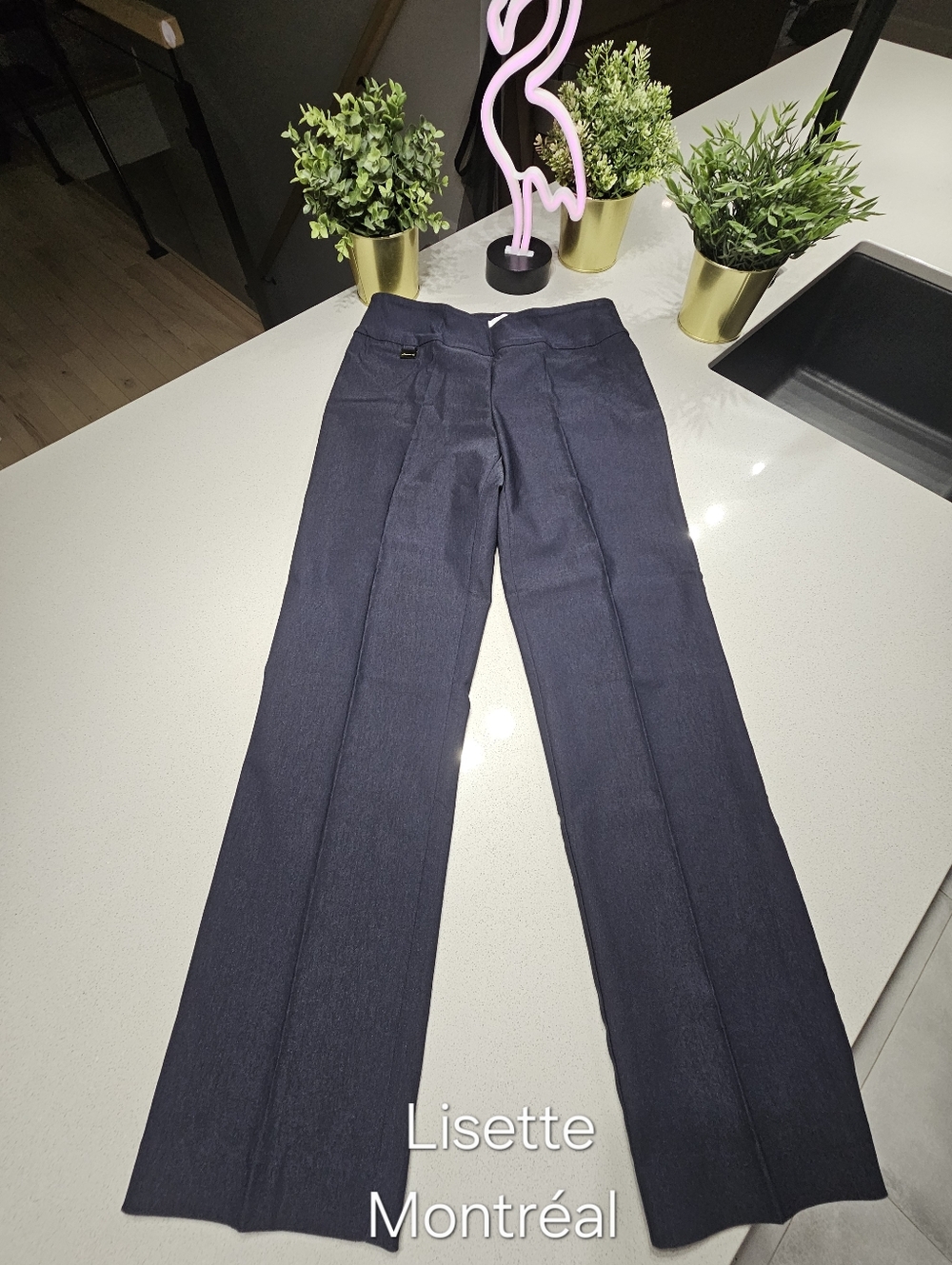 LISETTE Superbe Pantalon Jambes Droites Bleu Marin
